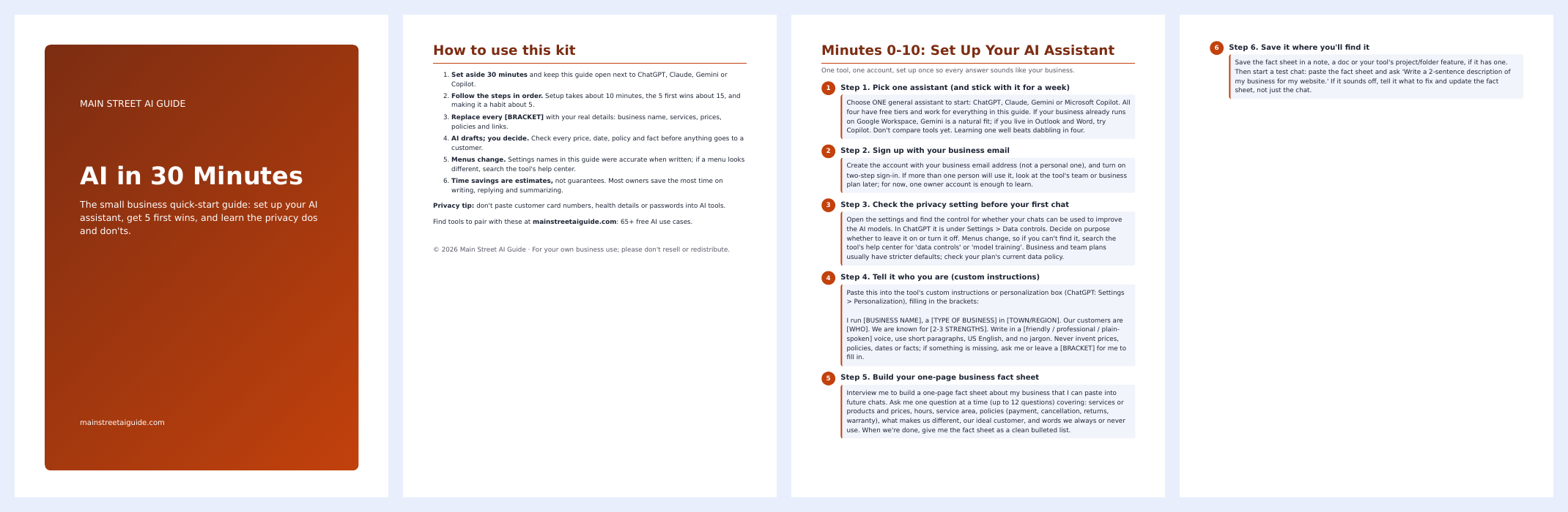 Preview pages of AI in 30 Minutes: The Small Business Quick-Start Guide